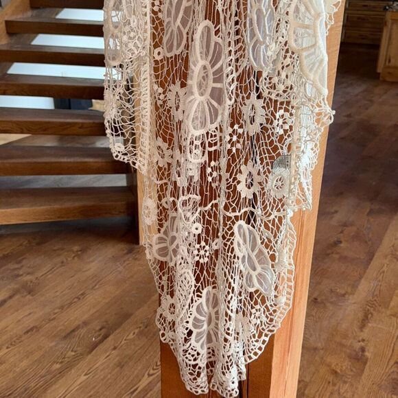 Vintage Cecico White Boho Sleeveless Lace Duster Size Medium - Picture 4 of 16